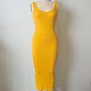 H&M Ribbed Stretch Yellow Tank Dress